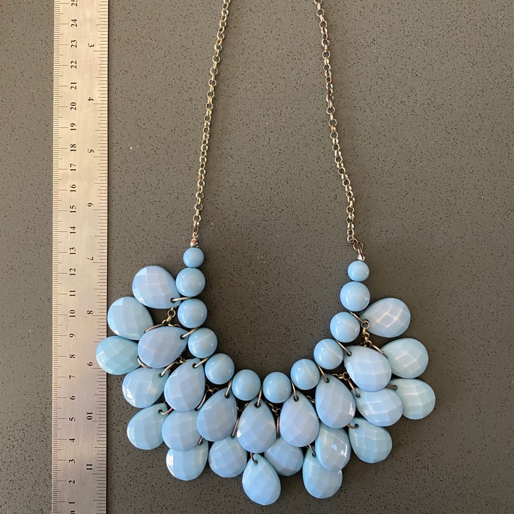 Layered light blue teardrop necklace
